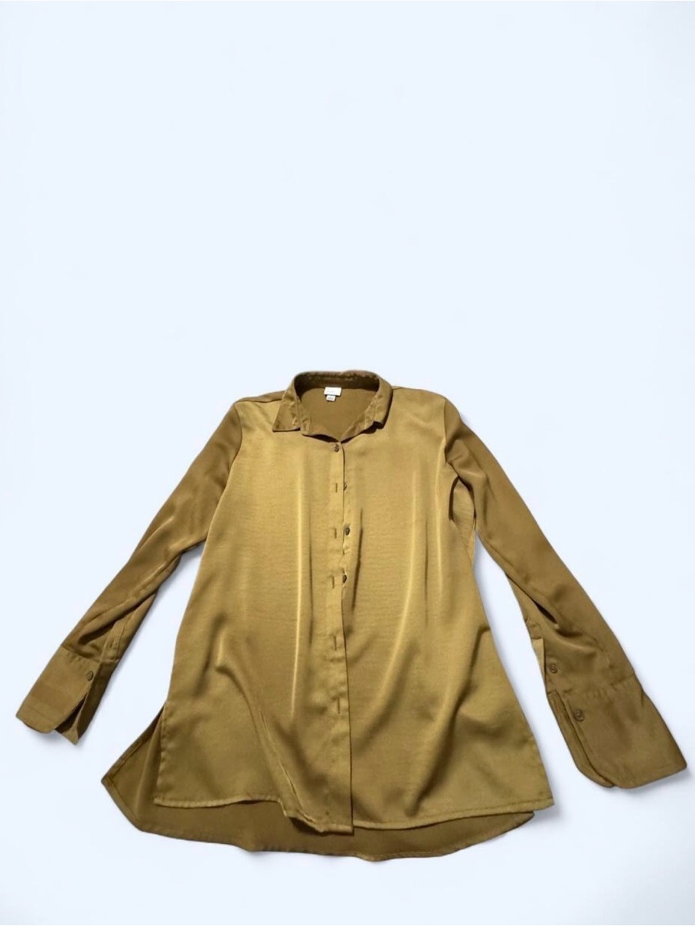 a new day Olive Satin Button-Front Blouse